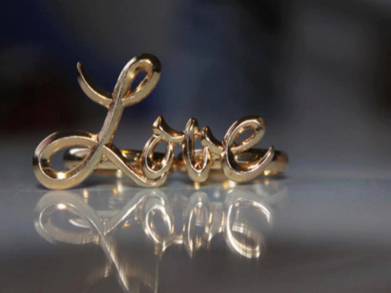 Gold Ring with Word Love