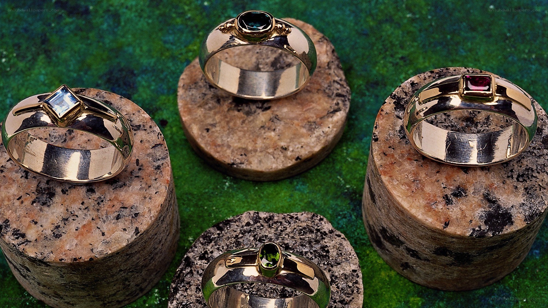 gold rings with gemstones