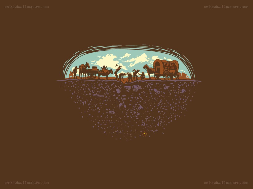 Gold rush miners illustration