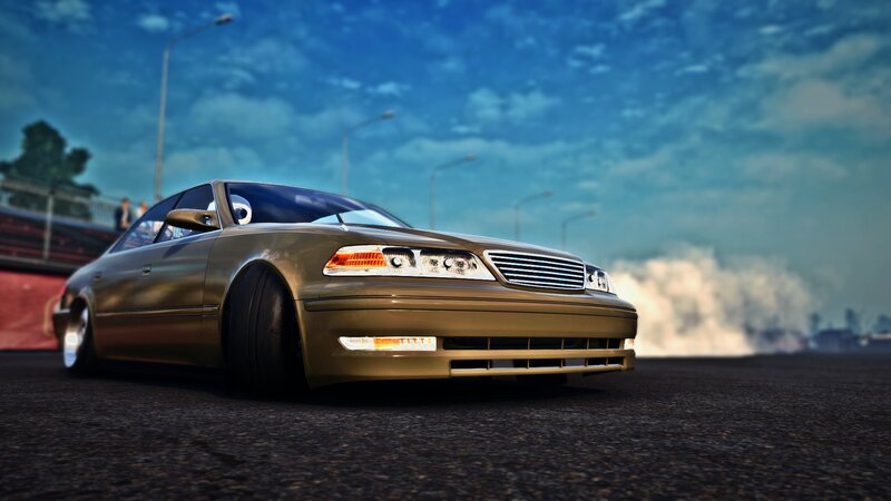 Gold Sedan Car — Dramatic, Afternoon