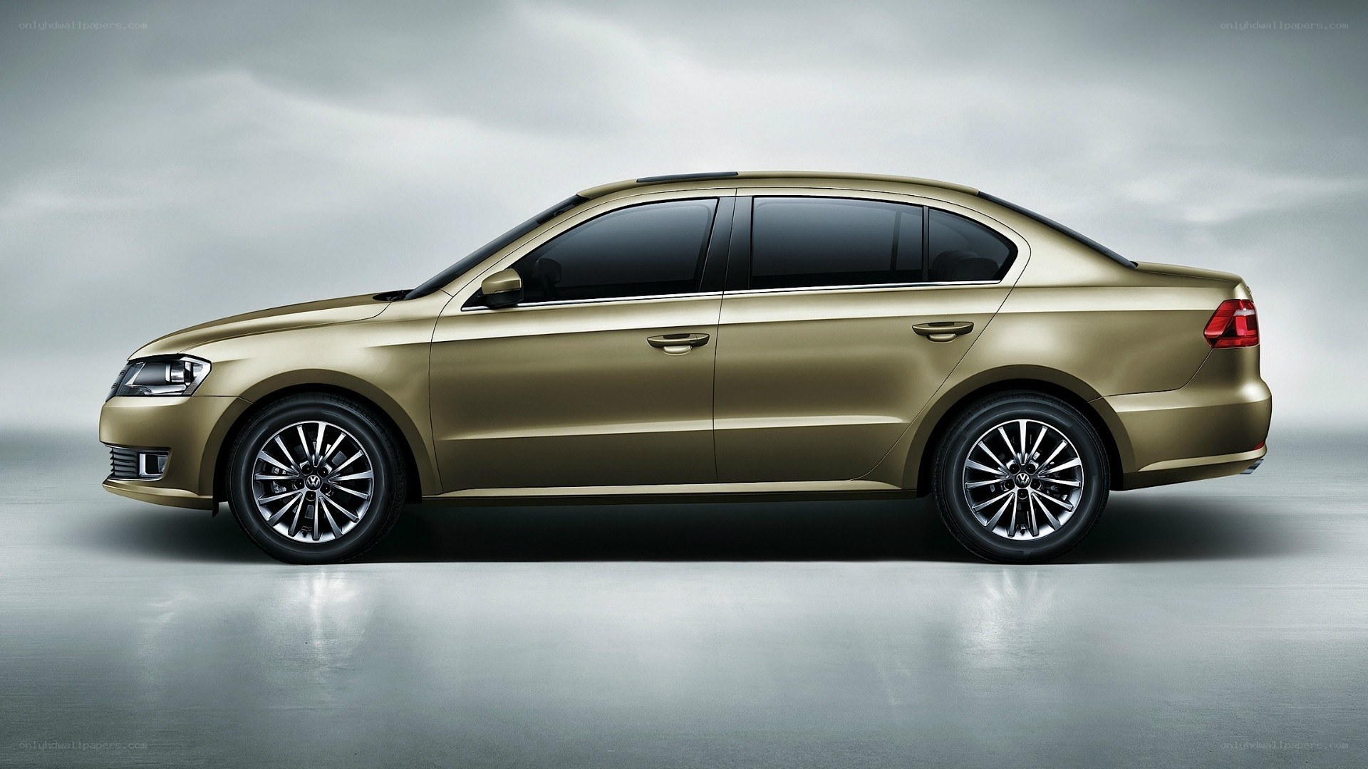 gold sedan car side view
