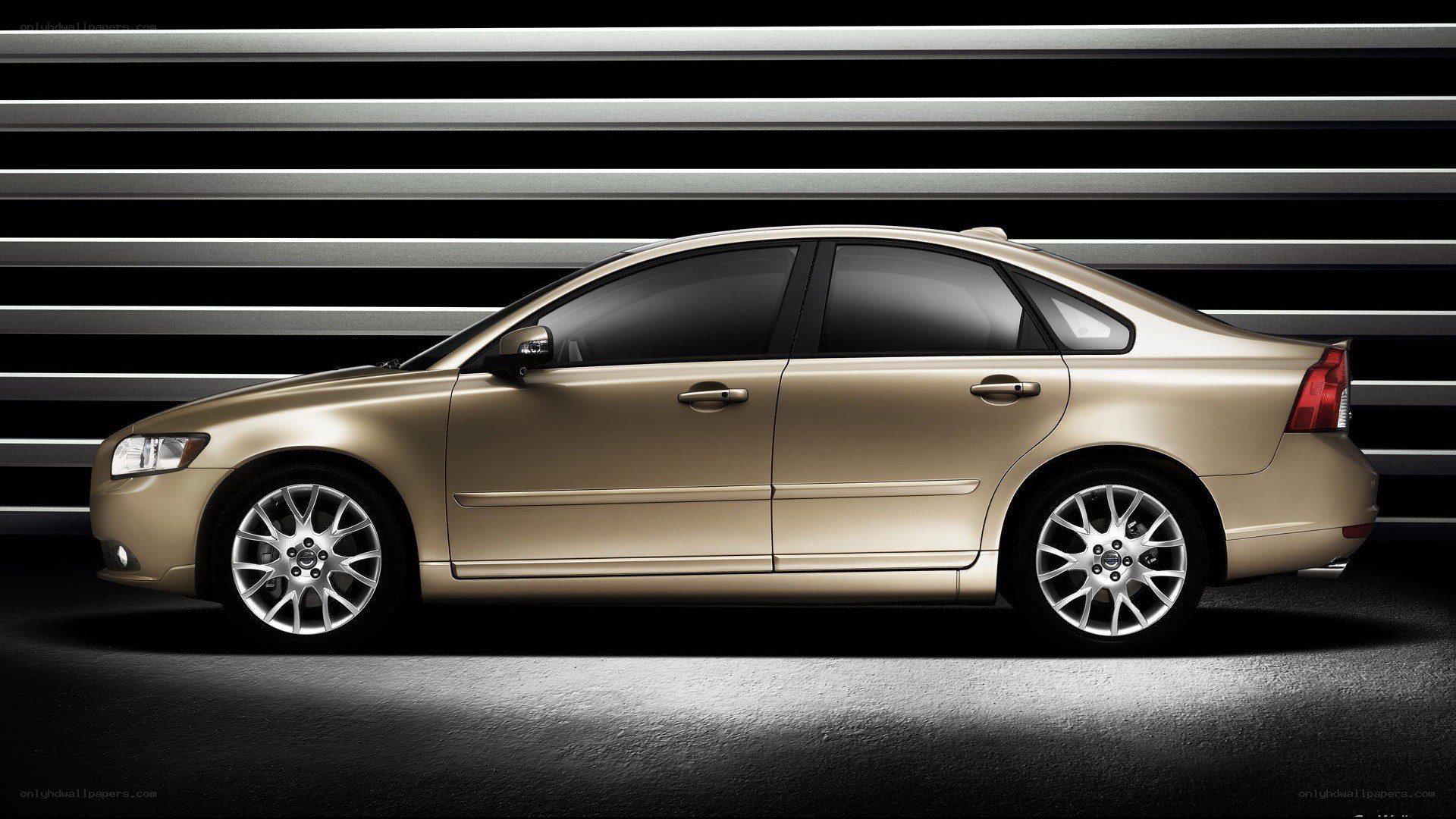 gold sedan car side view