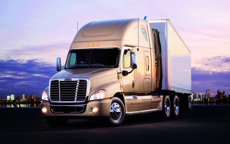 Gold Semi-truck — Dramatic, Sunset