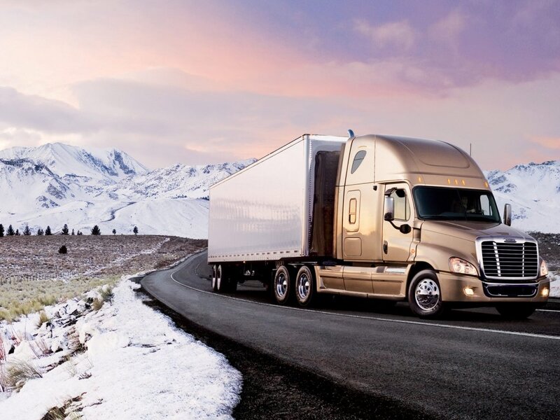 Gold Semi-truck on Road — Serene