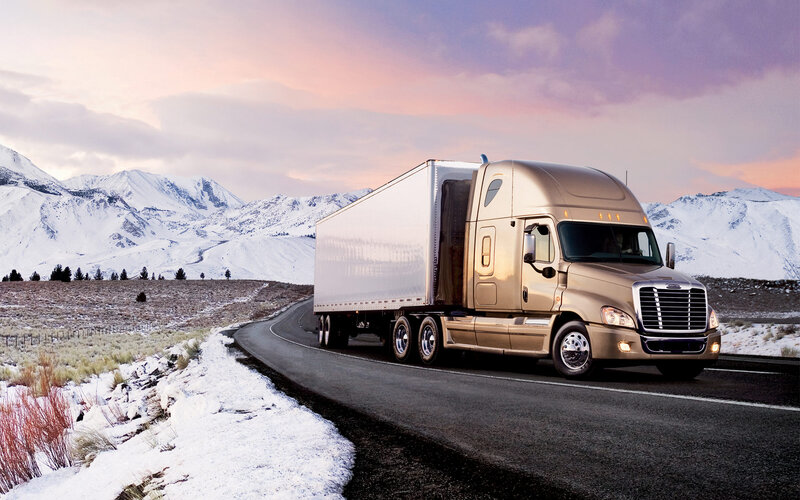 Gold Semi-truck on Road