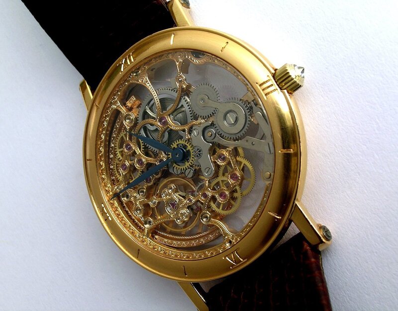 gold skeleton watch