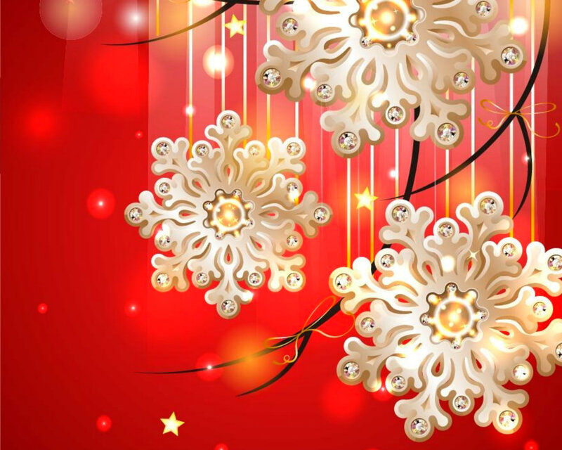 Gold Snowflakes on Red