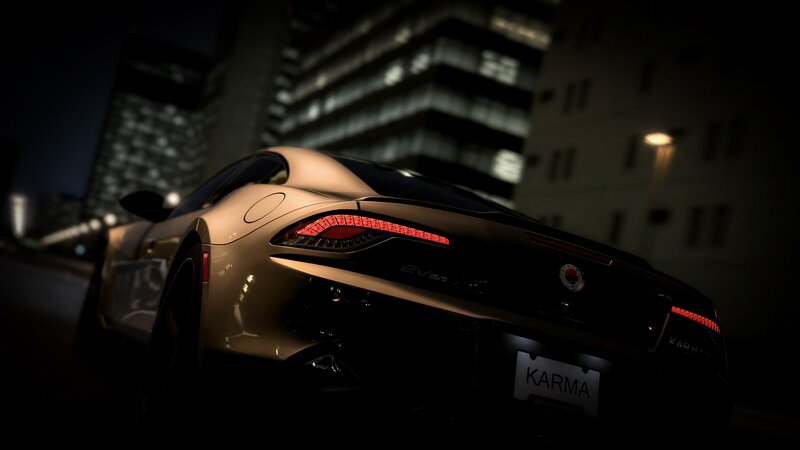 Gold Sports Car at Night — Black