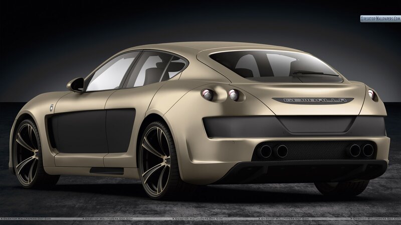 Gold Sports Car — Dramatic, 3d Render, Wheels, Exhaust