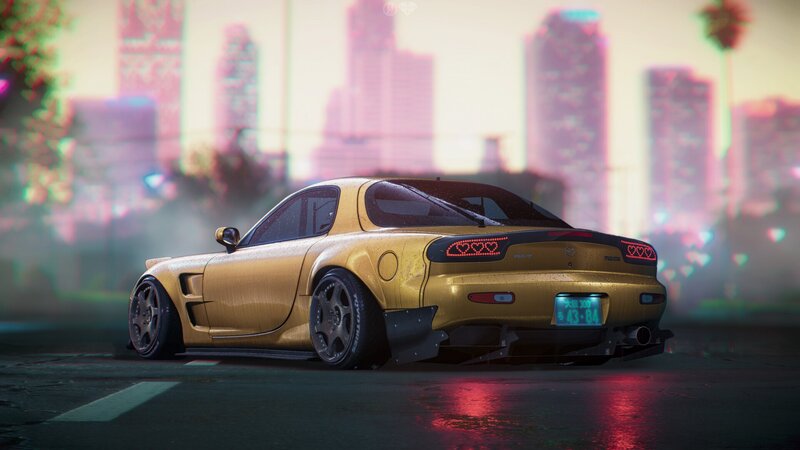 Gold Sports Car — Dramatic, Night, 3d Render