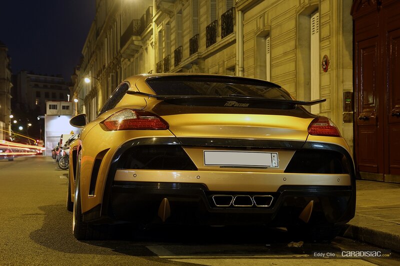 Gold Sports Car — Dramatic, Night, Photograph, Street