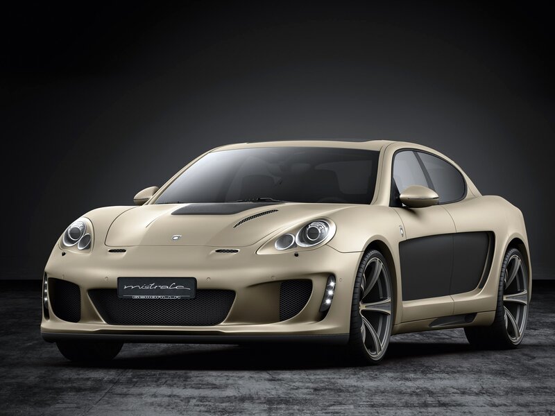 gold sports car front view