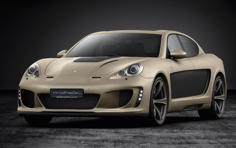 gold sports car front view