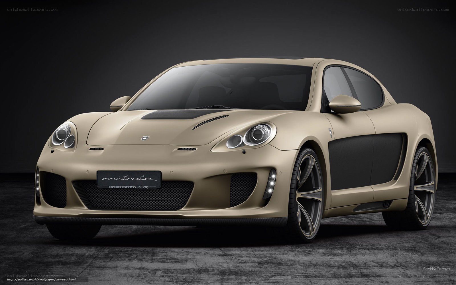 gold sports car front view