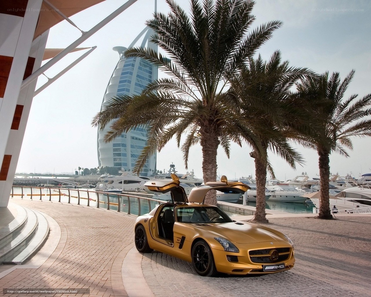 Gold sports car in Dubai