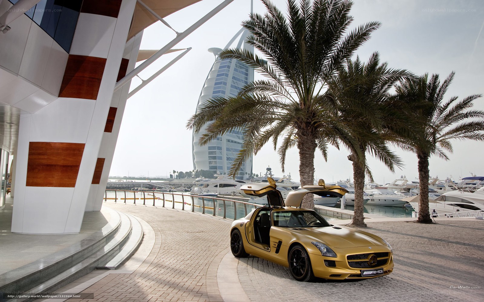 Gold sports car in Dubai