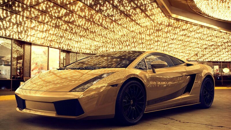 Gold Sports Car — Luxurious