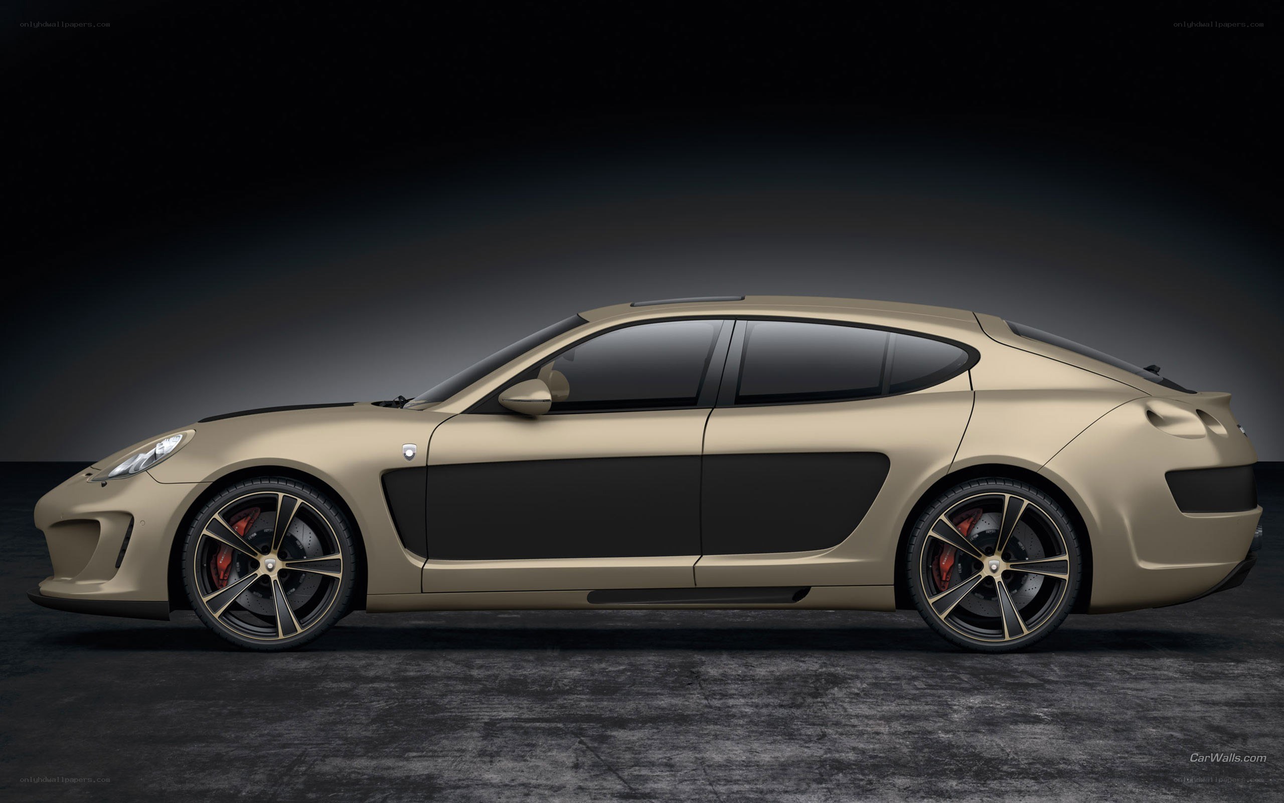 gold sports car side view