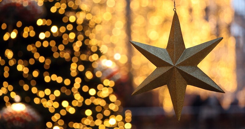 Gold Star Ornament — Festive, Night