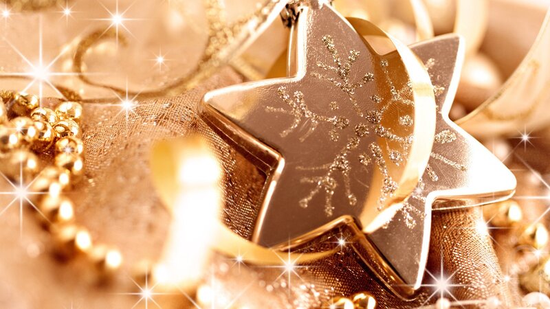 Gold Star Ornament — Festive, Photograph, Beads
