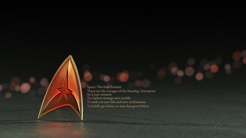 Gold Starfleet Insignia — Black, Dramatic