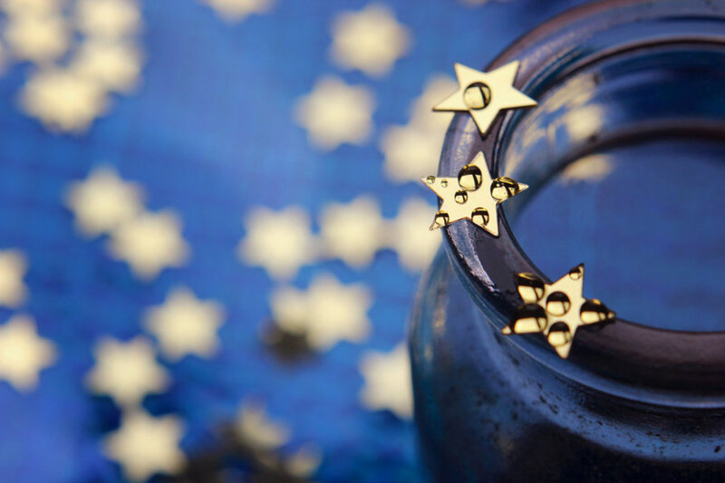 Gold Stars on Blue Jar