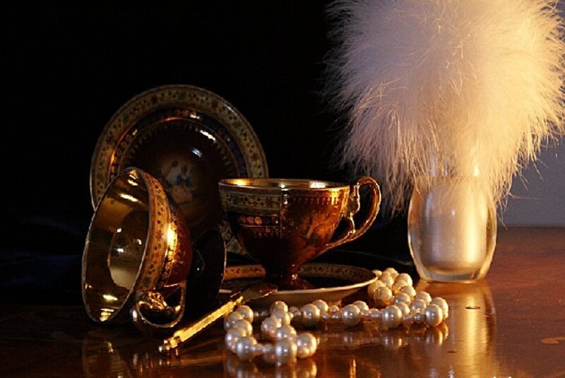 Gold Tea Set with Pearls