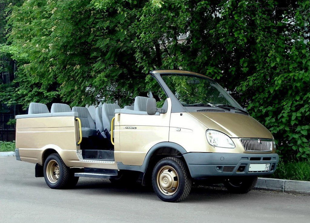 Gold van with open rear seats