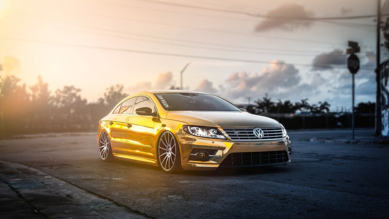 Gold Volkswagen CC — Dramatic, Sunset