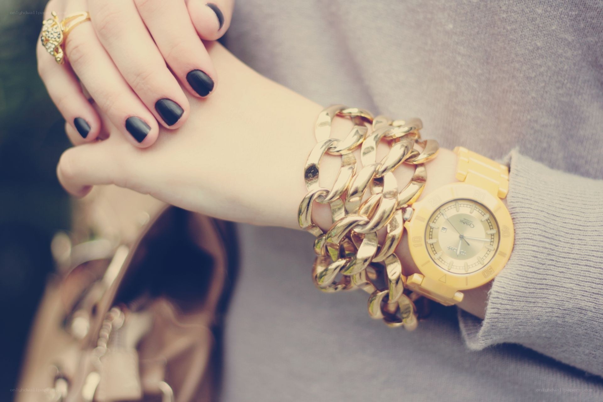 gold watch and bracelet
