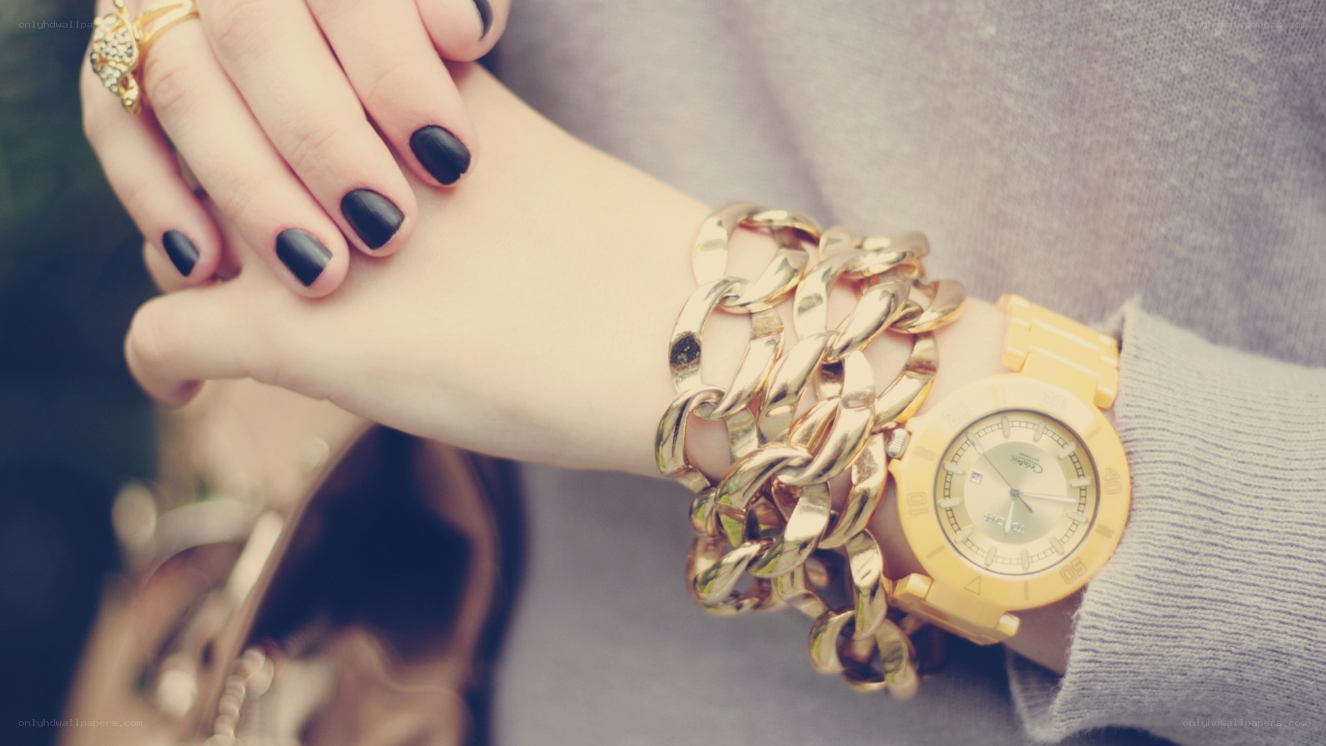 gold watch and bracelet