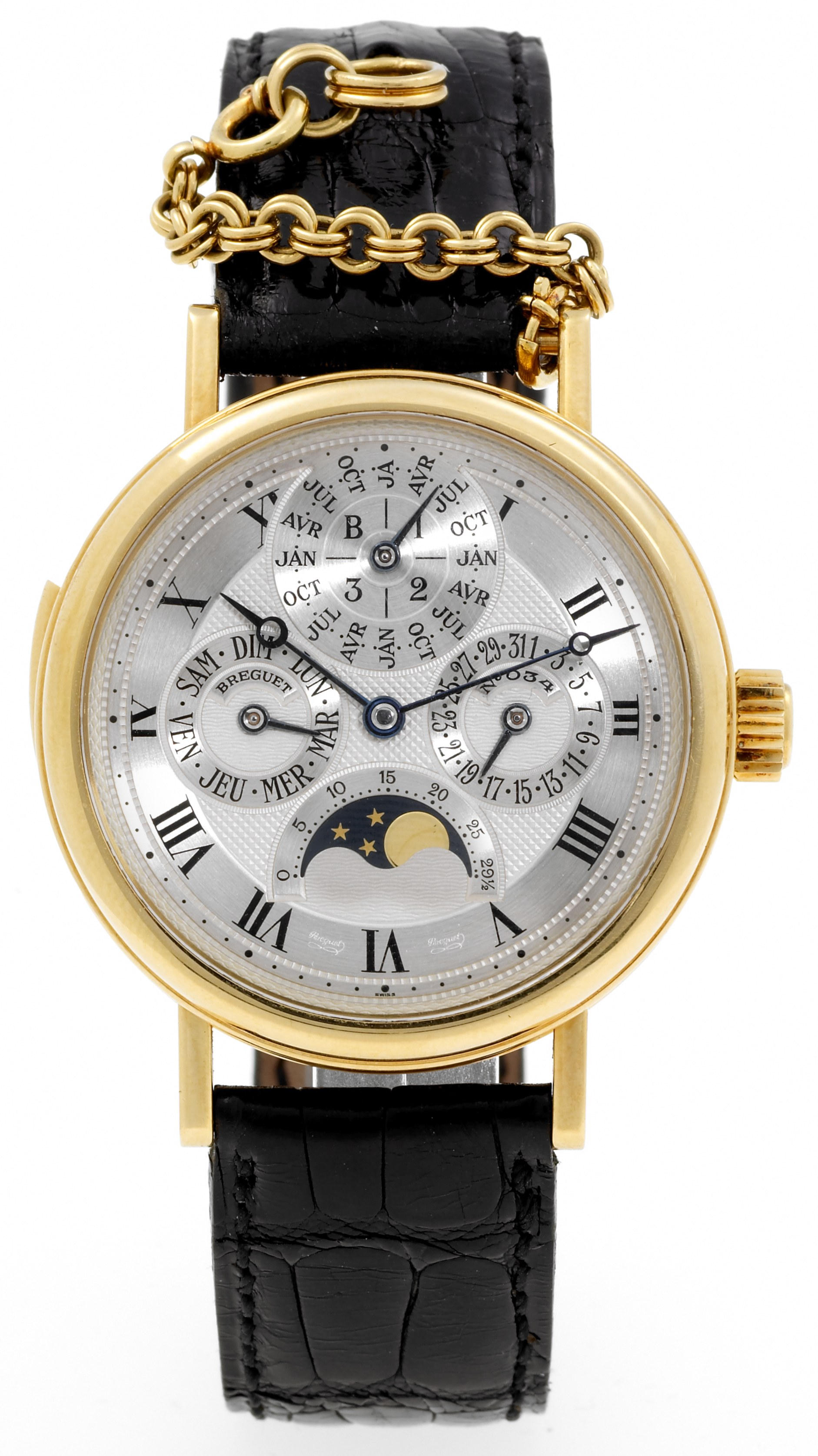 gold watch with black strap