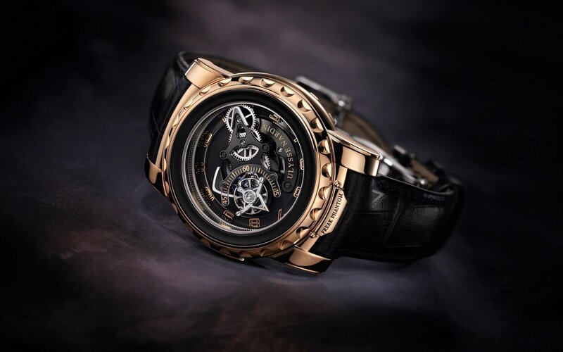 Gold Watch with Black Strap — Dramatic