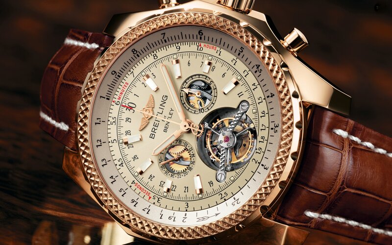 Gold Watch with Brown Strap