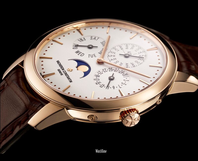 Gold Watch with Moon Phase — Dramatic