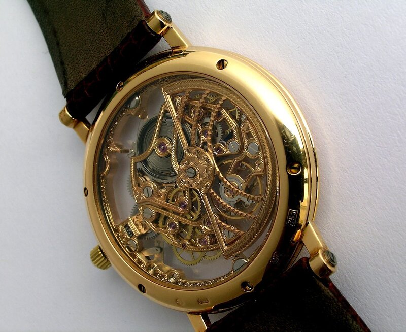 Gold Watch with Skeleton Movement