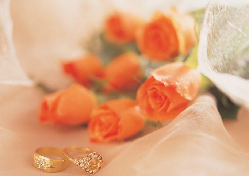 Gold Wedding Rings — Orange