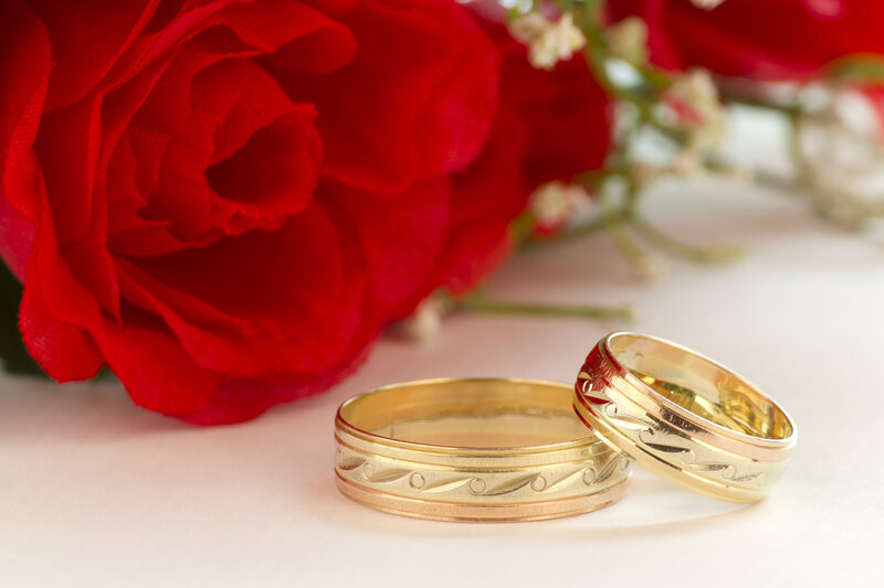 Gold Wedding Rings — Red