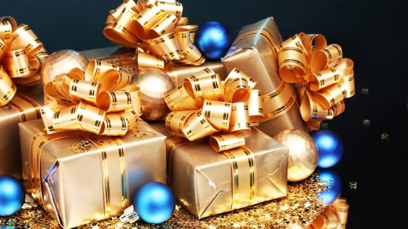Gold-wrapped Gifts — Gold, Festive