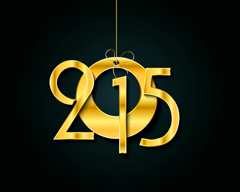 Golden 2015 Hanging Decoration