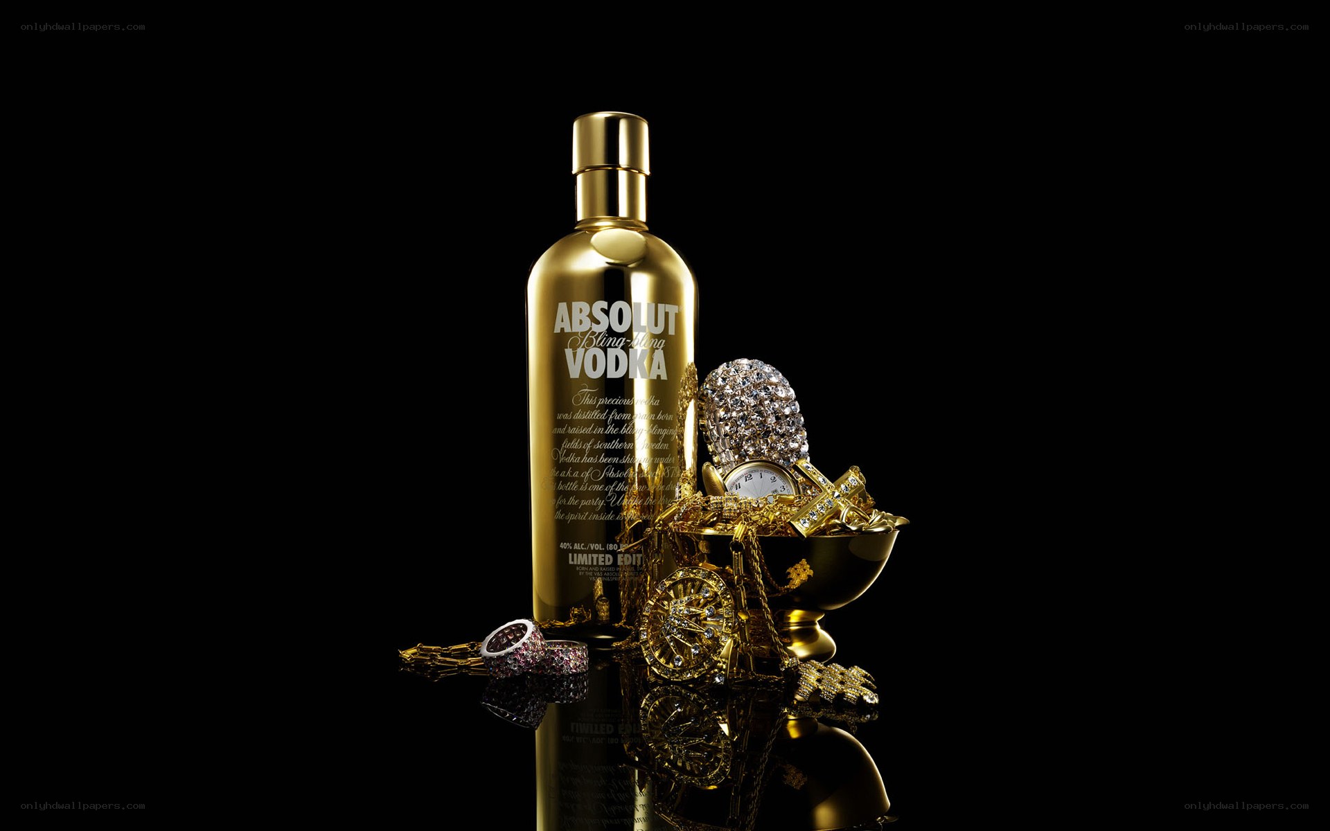 Golden Absolut Vodka bottle
