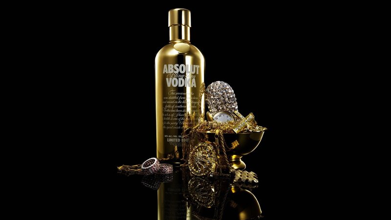Golden Absolut Vodka bottle