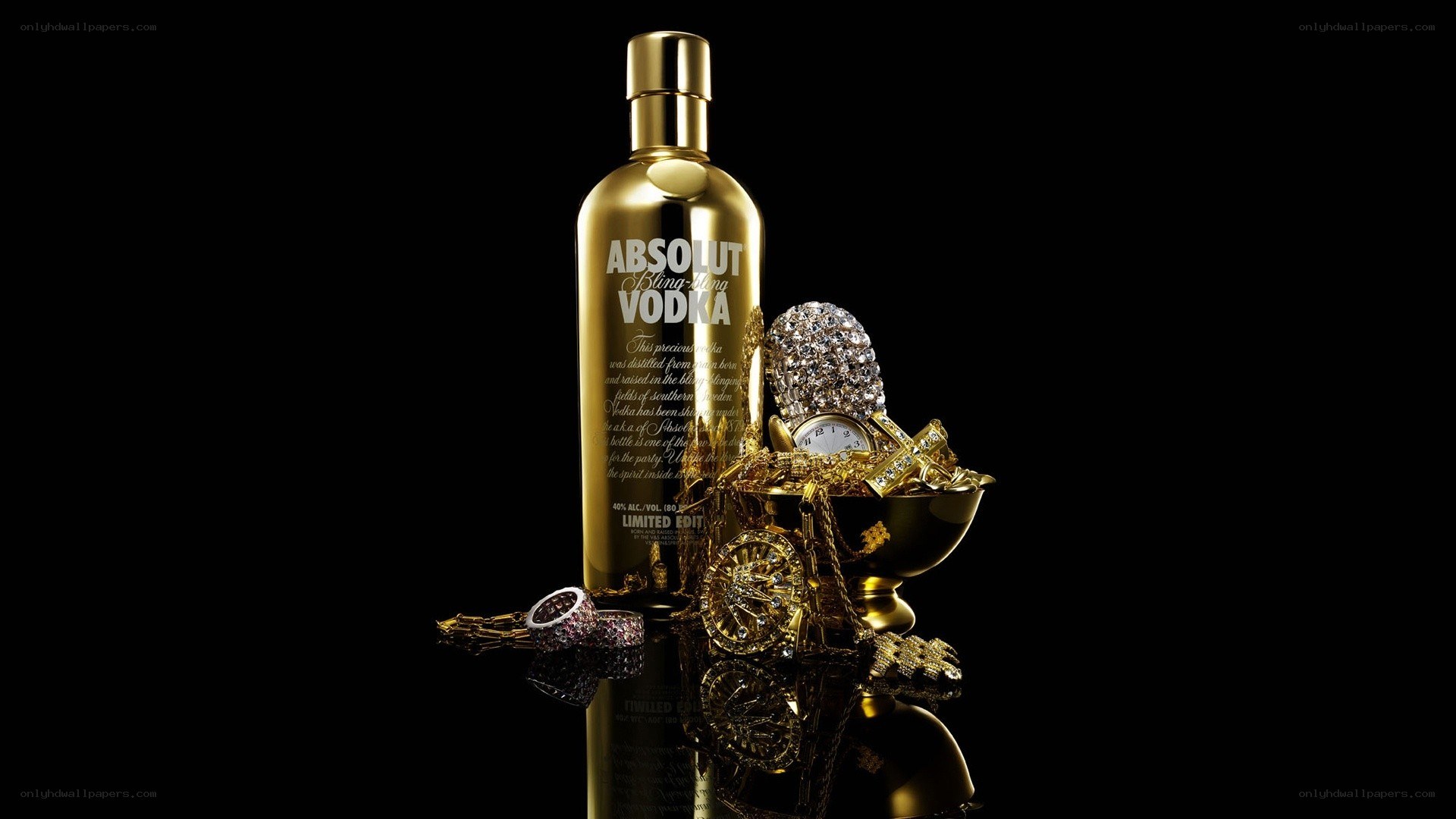 Golden Absolut Vodka bottle