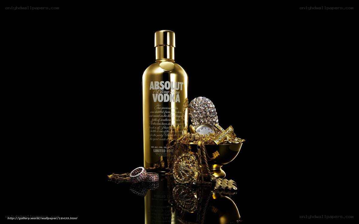 Golden Absolut Vodka bottle