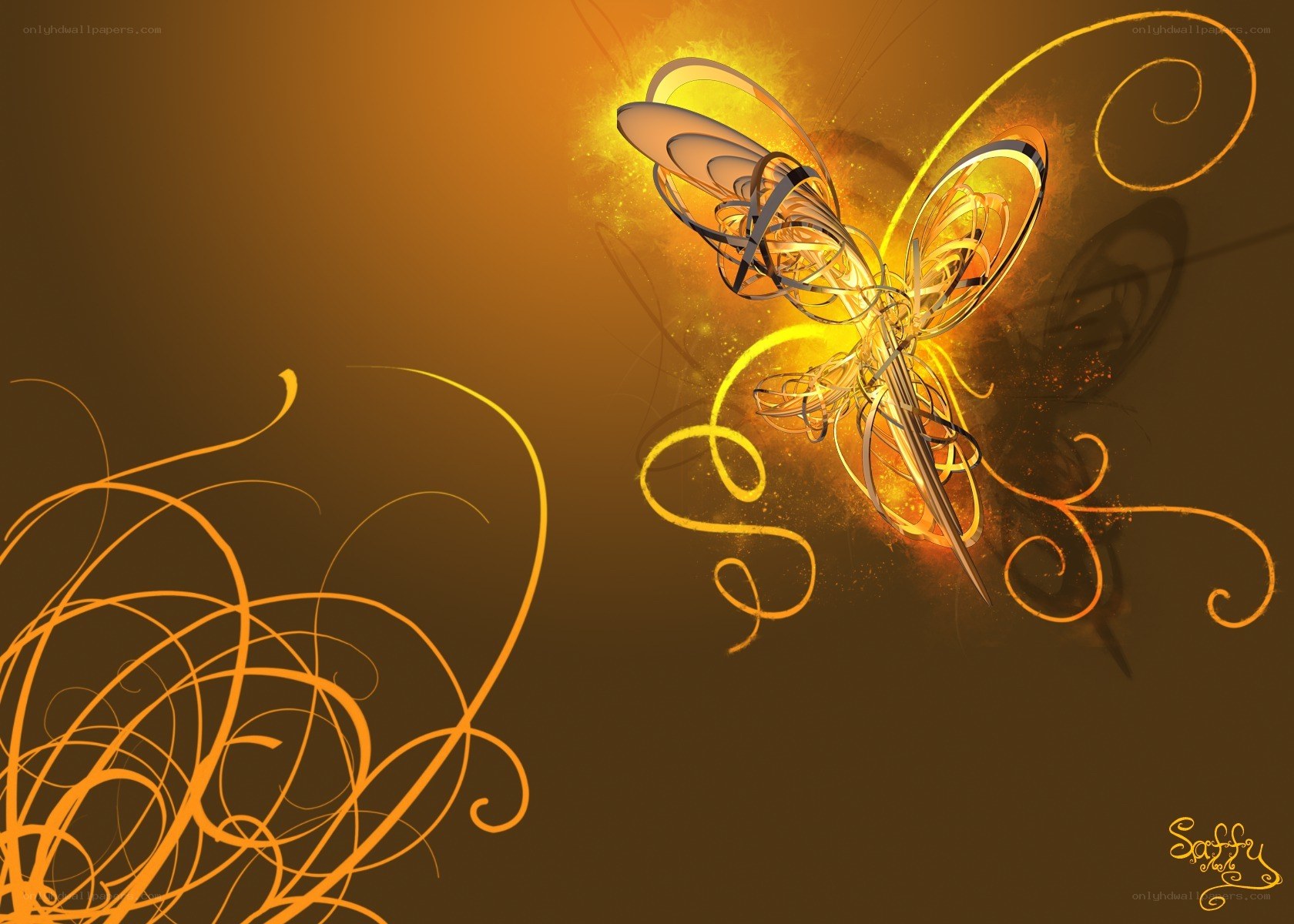 Golden abstract butterfly design