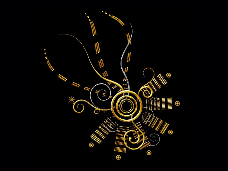 Golden Abstract Design — Black