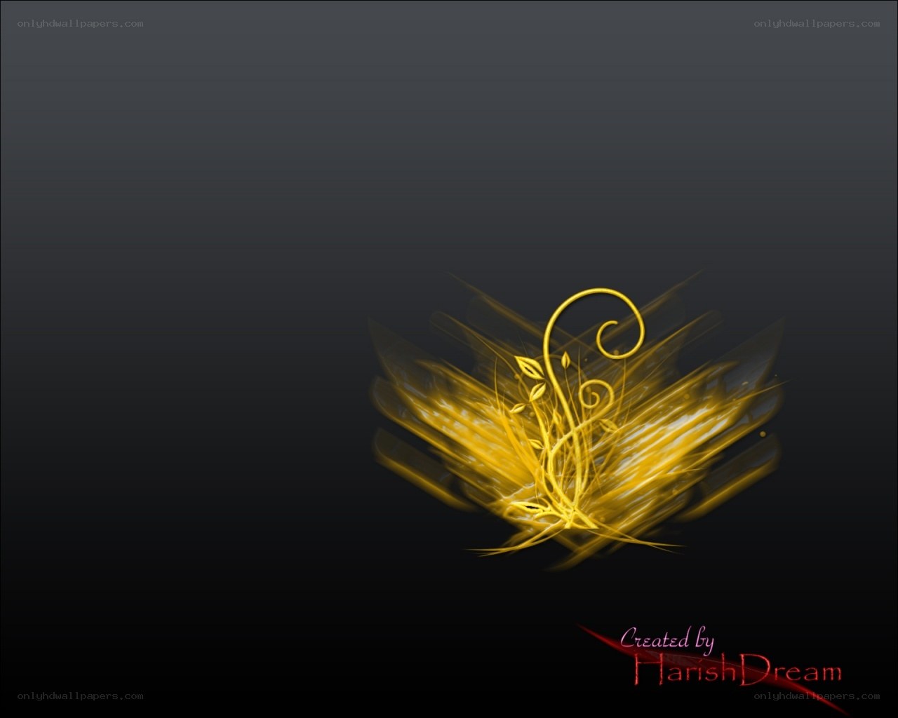golden abstract floral design
