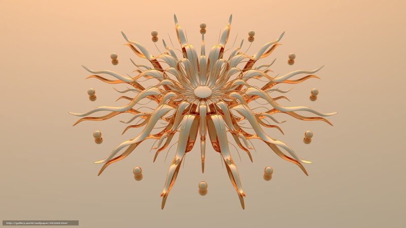 Golden abstract flower sculpture