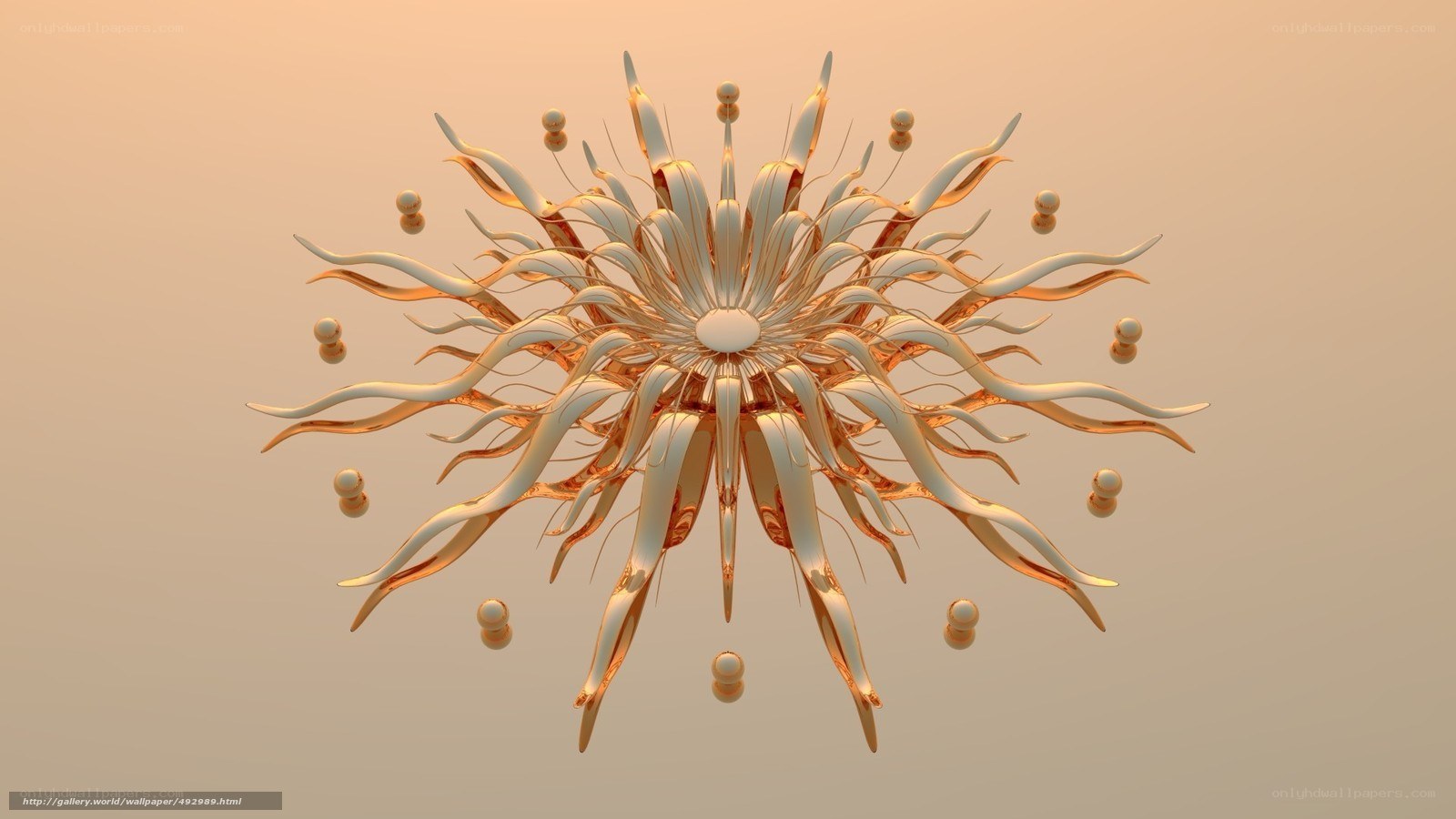Golden abstract flower sculpture