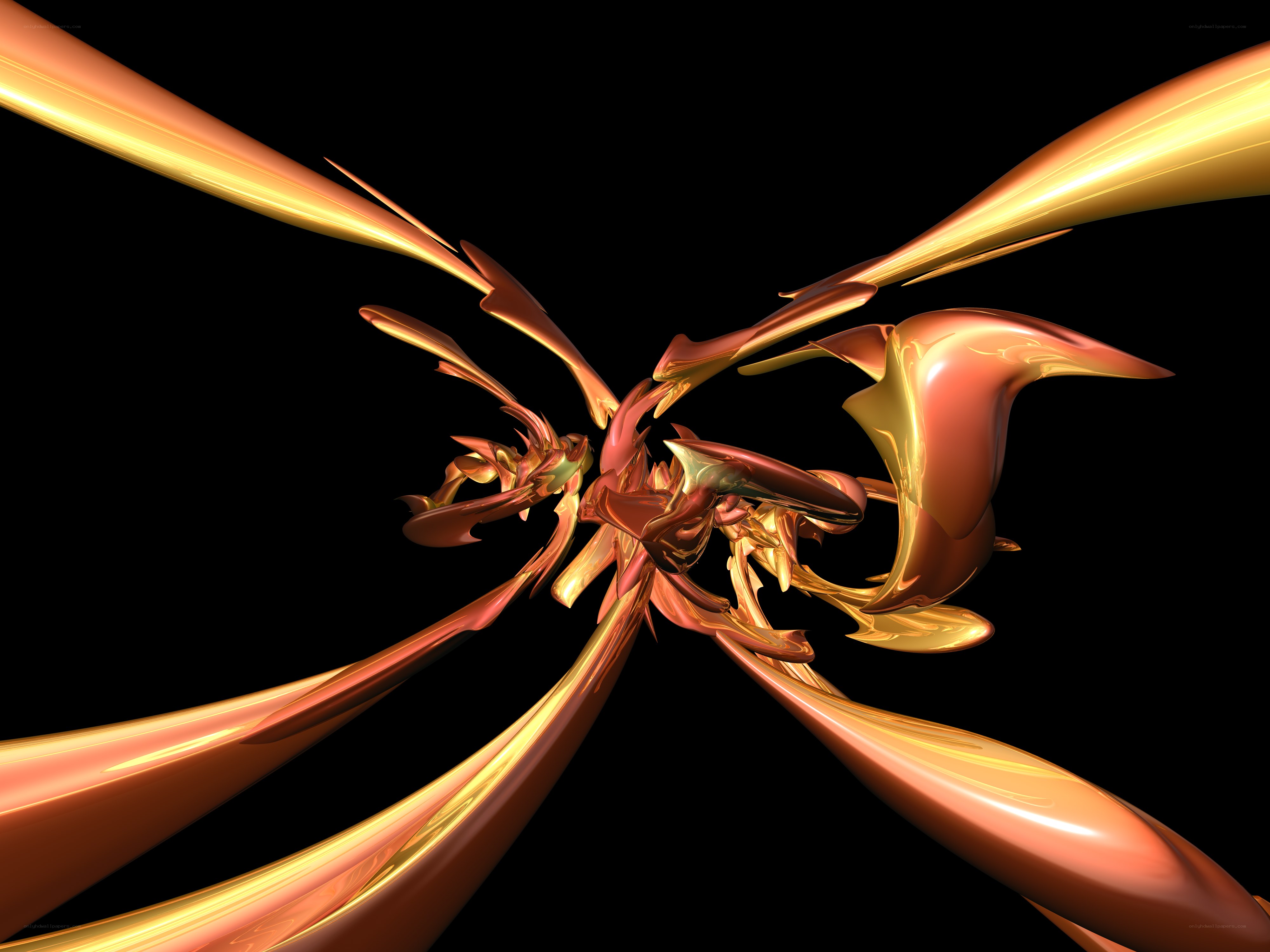 golden abstract fluid sculpture